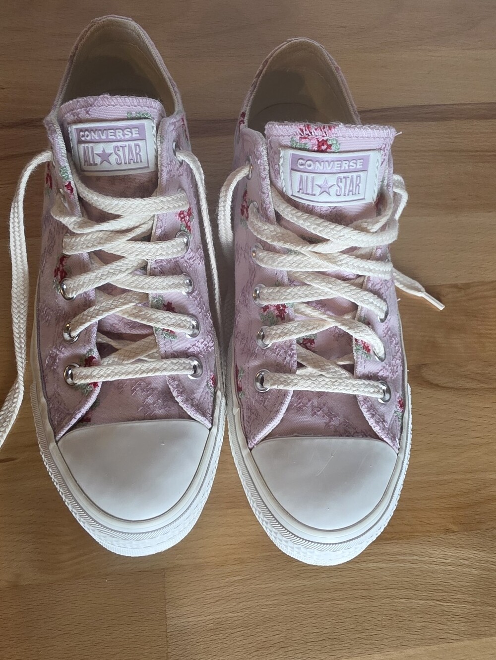 Converse All Star Lift Platform Rose Cross Stitch Low Top Sneakers Pink US 8